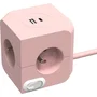 Link2Home Cube multiprise rose avec 4 prises secteur 16A et 2 ports USB