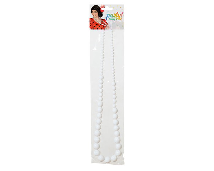 Atosa Collier flamenco blanc long calado avec perle centrale pour costume de Sevillana