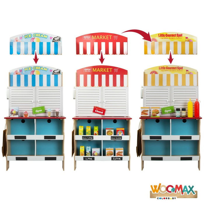 Woomax Cuisine jouet glacier en bois 60 x 40 x 109 cm
