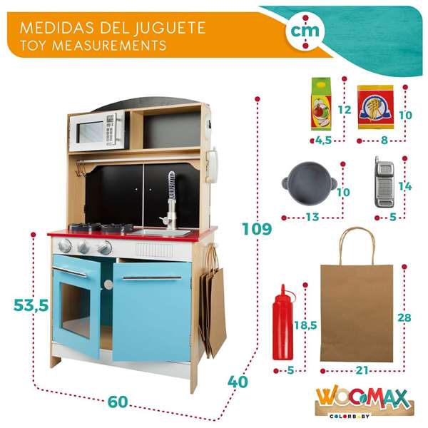 Color Baby Woomax Cuisine Glacière Jouet en Bois pour Enfants 36 Mois+, avec Lumières, Fonctionne sur Piles AAA, Dimensions: 60x40x109 cm Color Baby Woomax Cuisine Glacière Jouet en Bois pour Enfants 36 Mois+, avec Lumières, Fonctionne sur Piles AAA, Dimensions: 60x40x109 cm