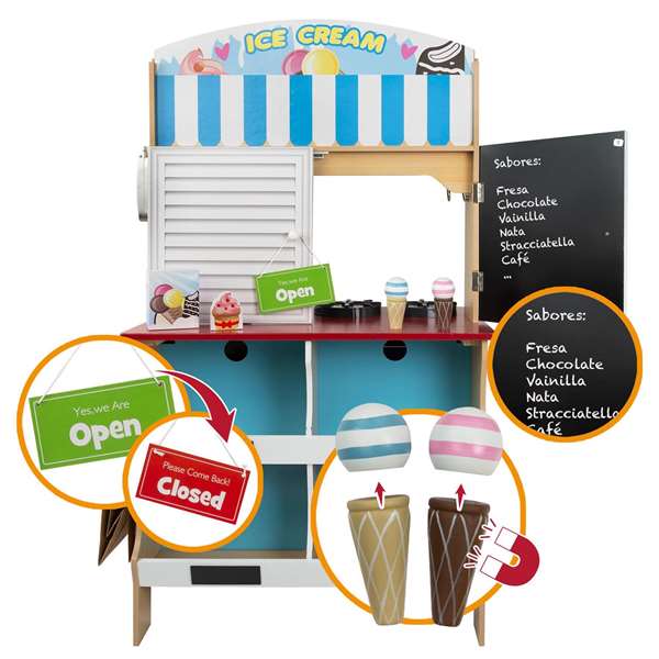 Color Baby Woomax Cuisine Glacière Jouet en Bois pour Enfants 36 Mois+, avec Lumières, Fonctionne sur Piles AAA, Dimensions: 60x40x109 cm Color Baby Woomax Cuisine Glacière Jouet en Bois pour Enfants 36 Mois+, avec Lumières, Fonctionne sur Piles AAA, Dimensions: 60x40x109 cm