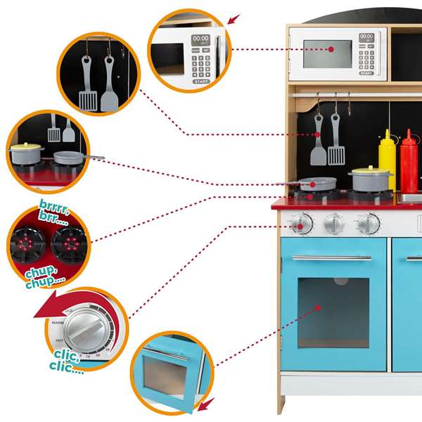Color Baby Woomax Cuisine Glacière Jouet en Bois pour Enfants 36 Mois+, avec Lumières, Fonctionne sur Piles AAA, Dimensions: 60x40x109 cm Color Baby Woomax Cuisine Glacière Jouet en Bois pour Enfants 36 Mois+, avec Lumières, Fonctionne sur Piles AAA, Dimensions: 60x40x109 cm