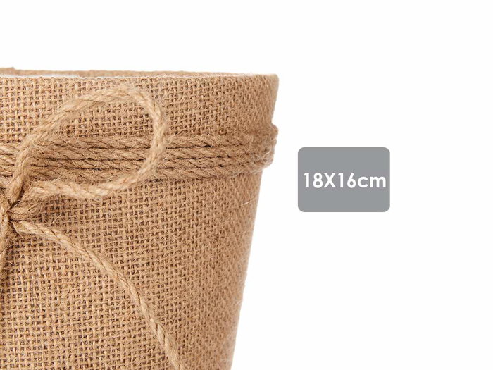 IBERGARDEN Macetero en tissu avec nœud Marron 18x16cm