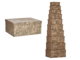 PINCELLO Lot de 2 boîtes de rangement rectangulaires marron à rayures