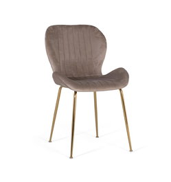 GINER Y COLOMER - Lot de 4 chaises design avec assise en velours gris clair et structure en acier aux finitions dorées - Confortable et élégant - Nécessite un assemblage