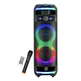 INOVALLEY KA130XXL - Enceinte karaoké portable 800 Watts avec Bluetooth 5.0, micro sans fil, LED RGB, autonomie 2-3h, connexions USB, micro SD et AUX