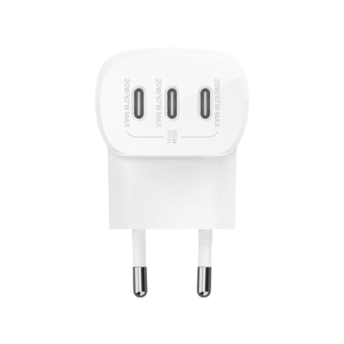 Belkin Chargeur mural 67W Trio 3 ports USB-C Blanc WCC002VFWH Belkin Chargeur mural 67W Trio 3 ports USB-C Blanc WCC002VFWH