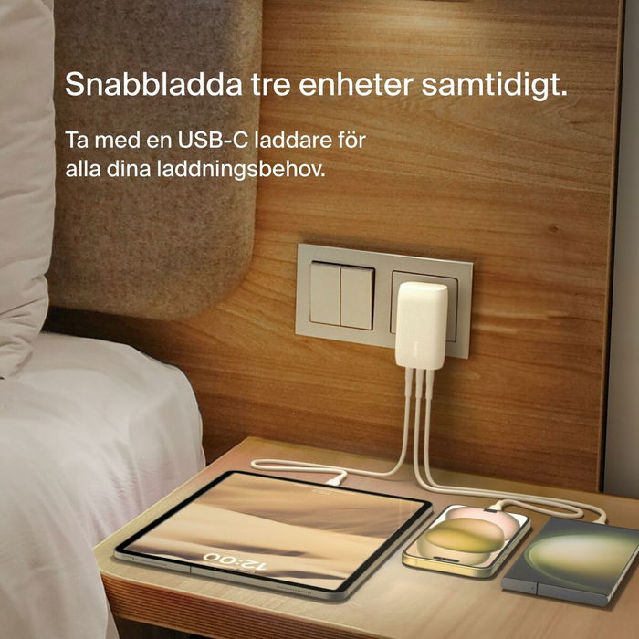 Belkin WCC002VFWH Chargeur 67W avec 3 ports USB-C, Blanc