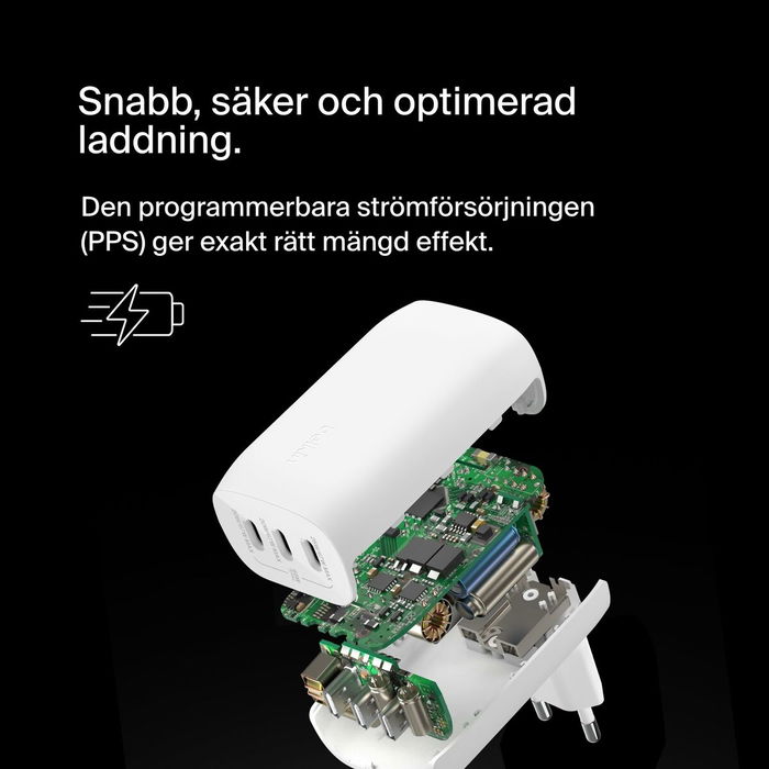 Belkin WCC002VFWH Chargeur 67W avec 3 ports USB-C, Blanc