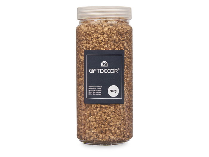GIFTDECOR Pot de pierres décoratives métallisées 2-5 mm - Or (700g) Lot de 12