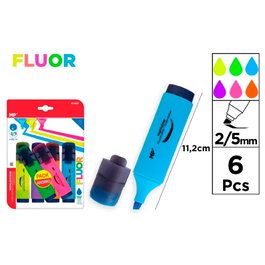 MP Marqueurs fluorescents, pointe biseautée 2/5 mm, 6 couleurs, blister