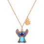 Colgante Disney Stitch - Pendentif émaillé avec feuille en pendentif et chaîne dorée