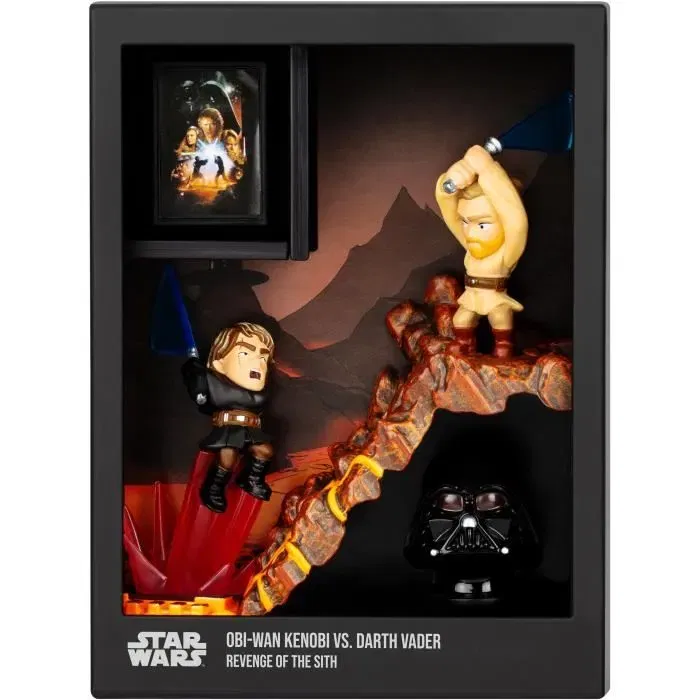 Fandrop - Figurine Collection STAR WARS Obi-Wan vs Anakin - Vitrine avec scène culte et mini affiche - 18 cm
