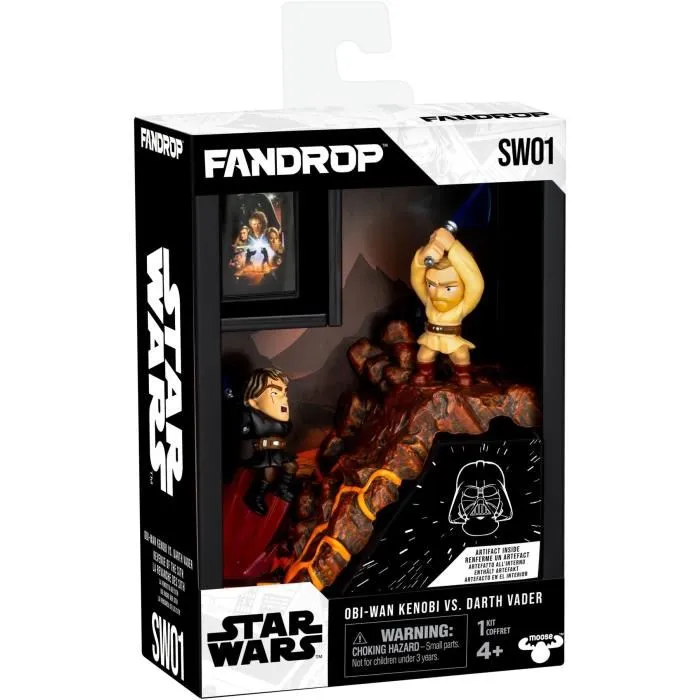 Fandrop - Figurine Collection STAR WARS Obi-Wan vs Anakin - Vitrine avec scène culte et mini affiche - 18 cm