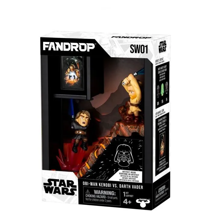 Fandrop - Figurine Collection STAR WARS Obi-Wan vs Anakin - Vitrine avec scène culte et mini affiche - 18 cm