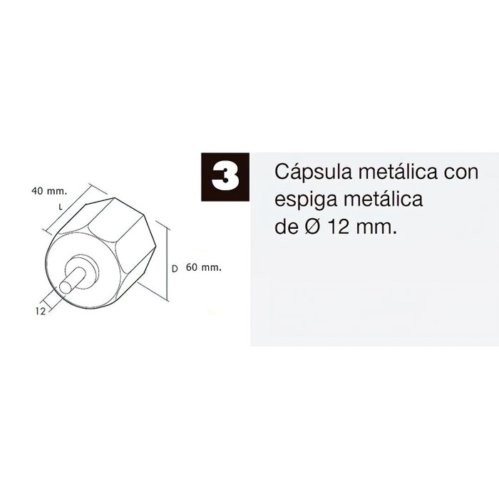 WOLFPACK LINEA PROFESIONAL Embout tube volet métallique à pointe pour axe 60 mm