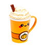 PUCKATOR Mug avec Couvercle Design Citrouille Foodiemals - 325 ml - Céramique - Sans Danger Alimentaire - Non Micro-Ondes et Lave-Vaisselle