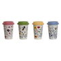 Tasse avec Couvercle DKD Home Decor Multicouleur Fleurs 400 ml (4 Unités)