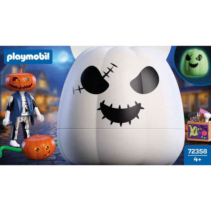 PLAYMOBIL Citrouille à tête de citrouille 72358 avec petite citrouille bébé et boîte luminescente