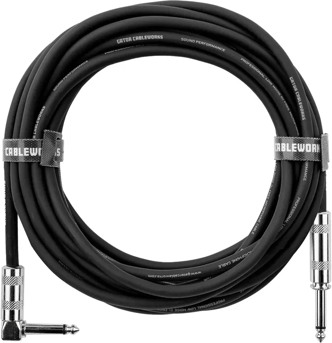 CABLEWORKS Câble d'instrument Jack 3 m - Jack droit / Jack coudé - Noir - Cableworks