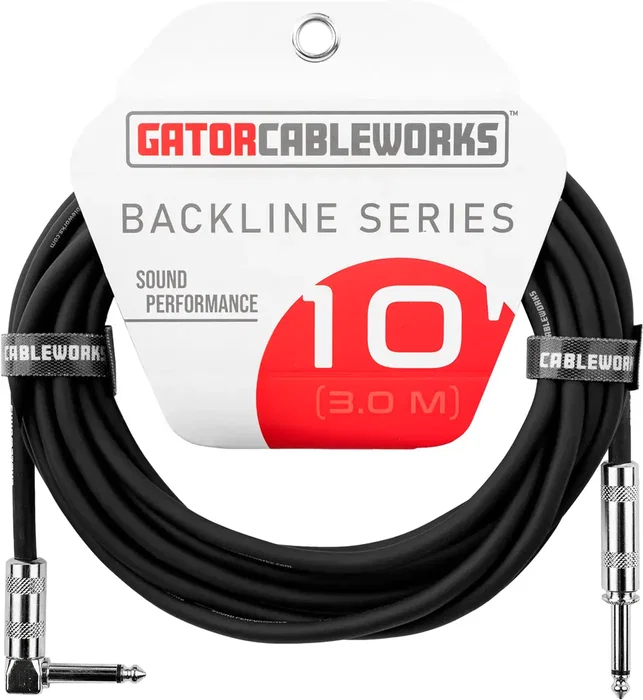 CABLEWORKS Câble d'instrument Jack 3 m - Jack droit / Jack coudé - Noir - Cableworks