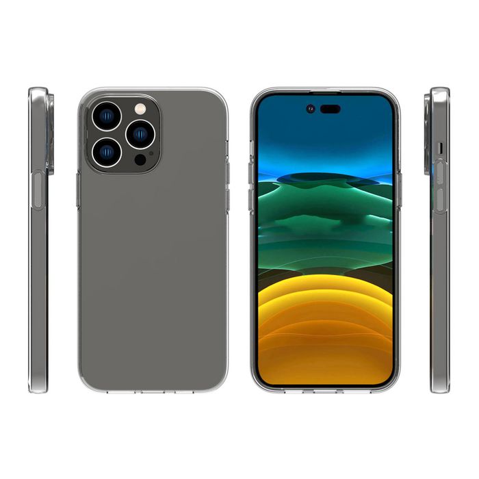 eSTUFF Coque TPU transparente pour iPhone 14 Pro Max - Protection complète, finition lisse, compatible charge sans fil QI