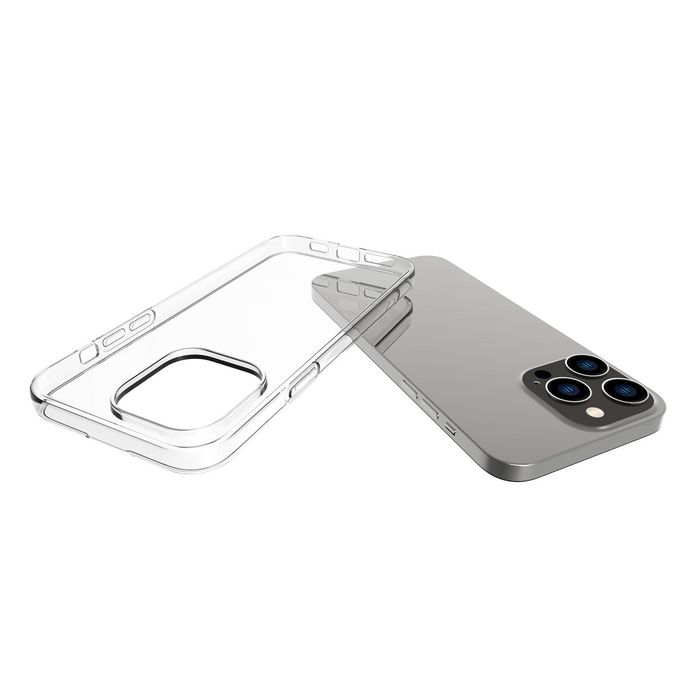 eSTUFF Coque TPU transparente pour iPhone 14 Pro Max - Protection complète, finition lisse, compatible charge sans fil QI