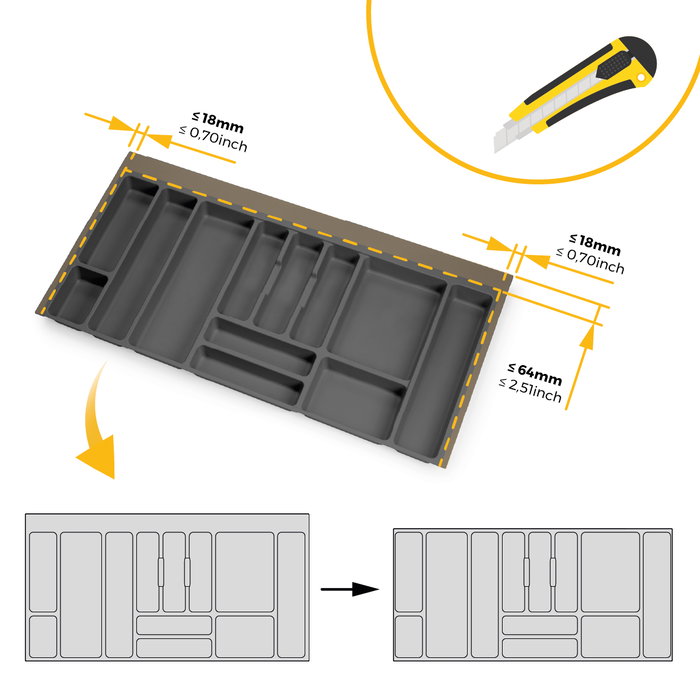Emuca Range-couverts Optima module 1.000mm Gris anthracite