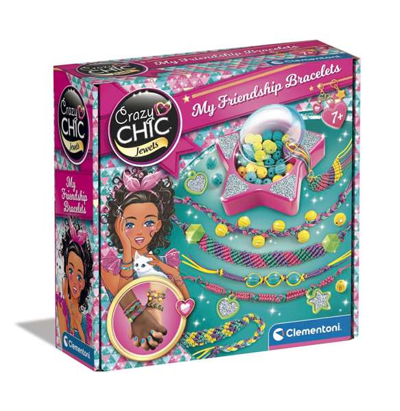 Clementoni Crazy Chic - Coffret création de bracelets de l'amitié avec perles et fils Clementoni Crazy Chic - Coffret création de bracelets de l'amitié avec perles et fils