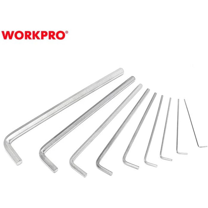 Jeu de Clés Allen Workpro 1,5, 2, 2,5, 3, 4, 5, 6, 8, 10 mm Hexagonal 9 Pièces (9 Unités) Jeu de Clés Allen Workpro 1,5, 2, 2,5, 3, 4, 5, 6, 8, 10 mm Hexagonal 9 Pièces (9 Unités)