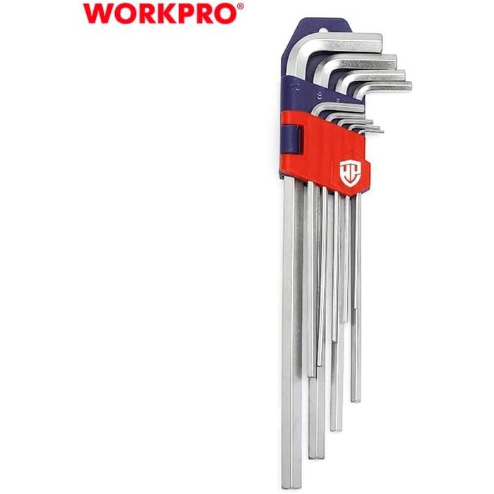 Jeu de Clés Allen Workpro 1,5, 2, 2,5, 3, 4, 5, 6, 8, 10 mm Hexagonal 9 Pièces (9 Unités) Jeu de Clés Allen Workpro 1,5, 2, 2,5, 3, 4, 5, 6, 8, 10 mm Hexagonal 9 Pièces (9 Unités)