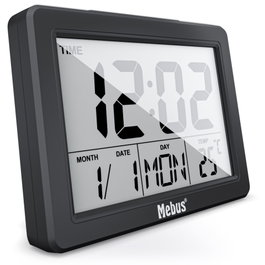 Mebus 25739 Réveil Quartz Numérique Noir