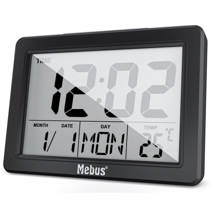 Mebus 25739 Réveil Quartz Numérique Noir