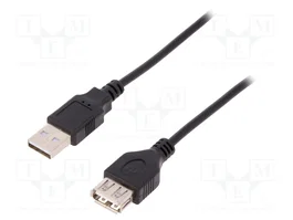 DIGITUS Câble USB 2.0 USB A socle vers USB A prise, noir, 1,8 m