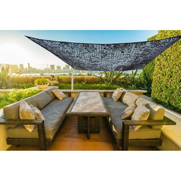 Faura Told voile camuflaje réversible noir 3 x 4 m anti-UV polyester avec anodes inox et corde