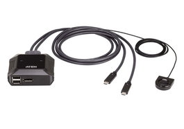 Aten US3312 - Commutateur KVM 2 Ports USB-C vers DisplayPort 4K (4096x2160) avec Sélecteur à Distance