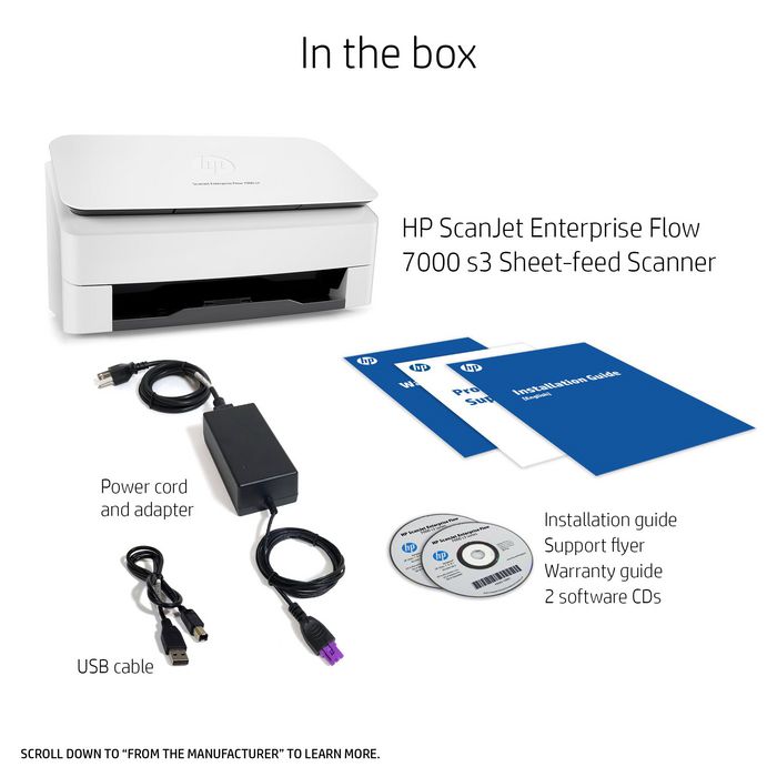 HP ScanJet Enterprise Flow 7000 s3 - Scanner professionnel à alimentation feuille à feuille (150 ipm, volumes élevés jusqu'à 7 500 pages/jour) HP ScanJet Enterprise Flow 7000 s3 - Scanner professionnel à alimentation feuille à feuille (150 ipm, volumes élevés jusqu'à 7 500 pages/jour)