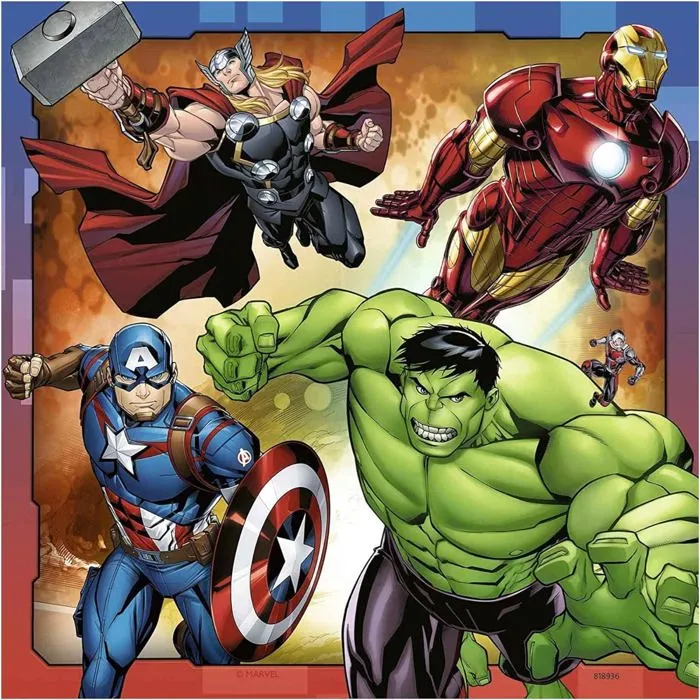 Ravensburger - Lot de 3 Puzzles Avengers 49 pièces - Poster inclus - Jeu éducatif pour enfant dès 5 ans - Super-héros Marvel