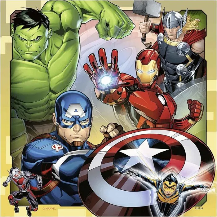 Ravensburger - Lot de 3 Puzzles Avengers 49 pièces - Poster inclus - Jeu éducatif pour enfant dès 5 ans - Super-héros Marvel