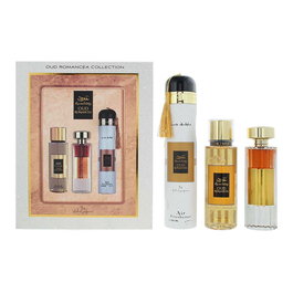 Ard Al Zaafaran Coffret Oud Romancea - Eau de Parfum Femme 100 ml + Vaporisateur Parfumé 250 ml + Désodorisant Ambre pour l'intérieur 300 ml