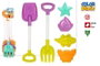 Color Baby Set de pelles, râteau et 4 moules 39 cm - modèles assortis - modèles assortis - Jouet de plage en plastique PP