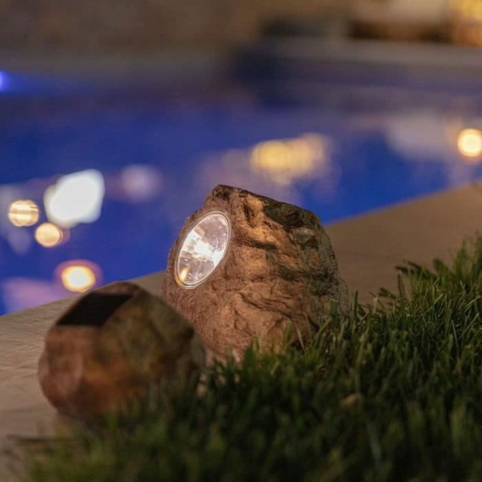 Lumisky Lot de 3 rochers solaires ROCKY BROWN Marron (19 et 13 cm) de type balisage LED blanc Lumisky Lot de 3 rochers solaires ROCKY BROWN Marron (19 et 13 cm) de type balisage LED blanc