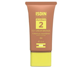 Isdin - Crème CC ACNIBEN, couvrance instantanée avec SPF30 #Bronze, 40 ml - Soin teinté unisexe camouflant imperfections et brillance