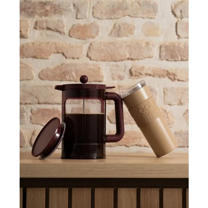 BODUM Cafetière Bean Set Hot & Cold Brew - 1,5 L (12 tasses) - Avec couvercle de rechange - Rouge