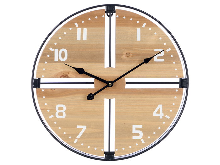 Giftdecor Horloge Murale en Bois 40 cm MDF Marron et Noir (Set de 6)