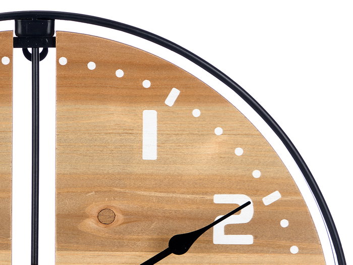 Giftdecor Horloge Murale en Bois 40 cm MDF Marron et Noir (Set de 6)