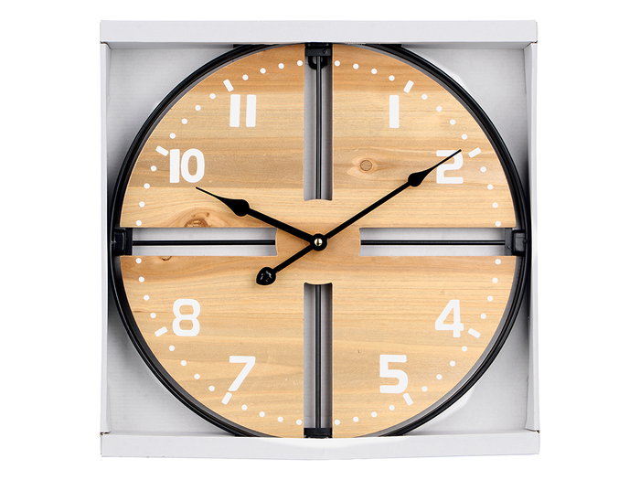Giftdecor Horloge Murale en Bois 40 cm MDF Marron et Noir (Set de 6)