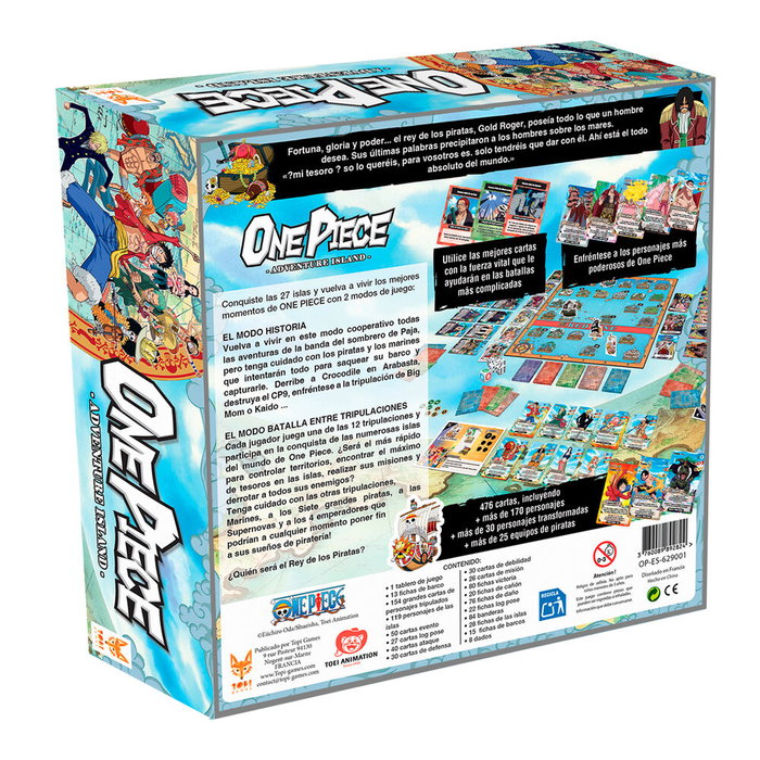 TOPI GAMES Jeu de société Isla de Aventuras One Piece en espagnol - Jeu d'aventure familial pour +8 ans - Durée de partie 30-45 min