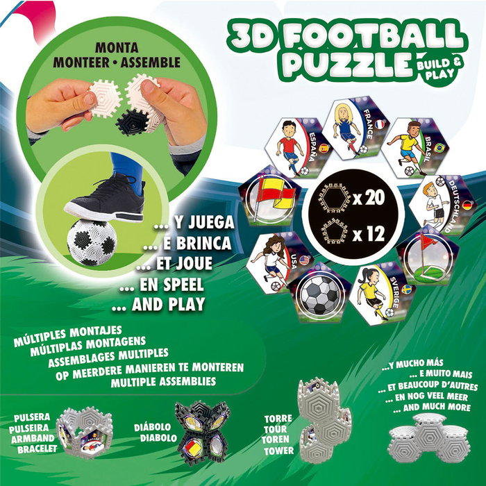Educa Puzzle 3D Ballon de football 19210 - Jeu de construction en plastique 32 pièces - À partir de 6 ans - Version espagnole