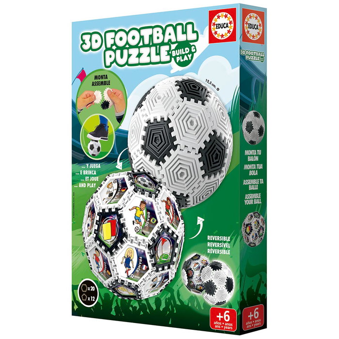 Educa Puzzle 3D Ballon de football 19210 - Jeu de construction en plastique 32 pièces - À partir de 6 ans - Version espagnole